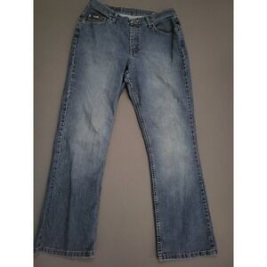 Riders by Lee Womens Blue Denim Bootcut Jeans Size 14 Medium Wash Boho High Rise